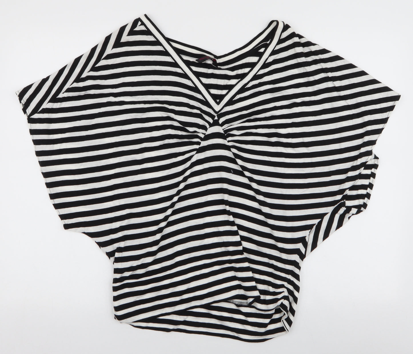 Miss Selfridge Womens Multicoloured Striped Cotton Jersey Blouse Size 10 V-Neck