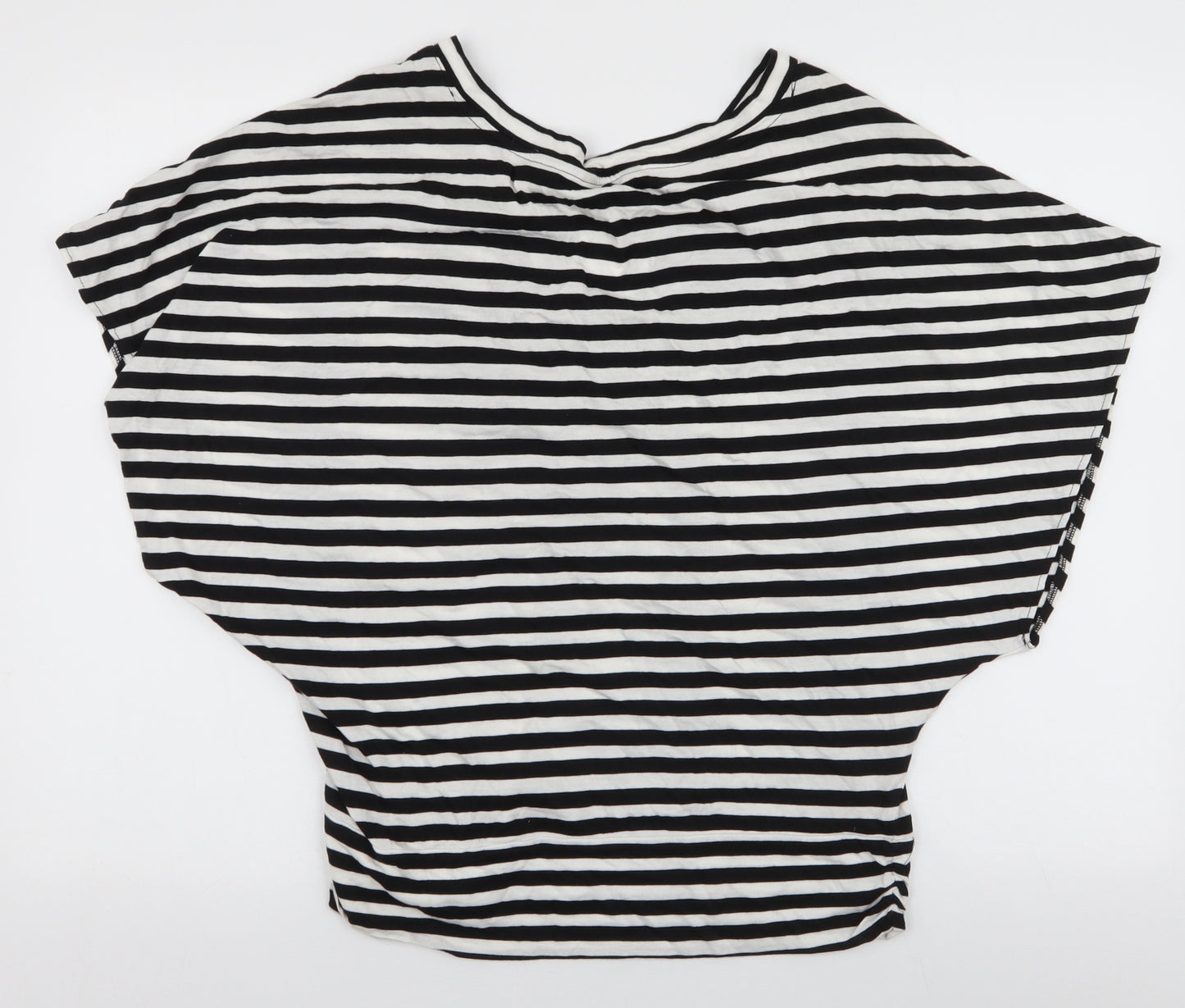 Miss Selfridge Womens Multicoloured Striped Cotton Jersey Blouse Size 10 V-Neck