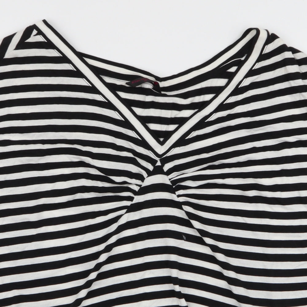 Miss Selfridge Womens Multicoloured Striped Cotton Jersey Blouse Size 10 V-Neck