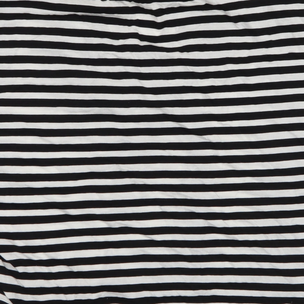 Miss Selfridge Womens Multicoloured Striped Cotton Jersey Blouse Size 10 V-Neck
