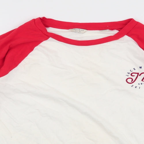 Jack Wills Womens White  100% Cotton Jersey T-Shirt Size 8 Round Neck