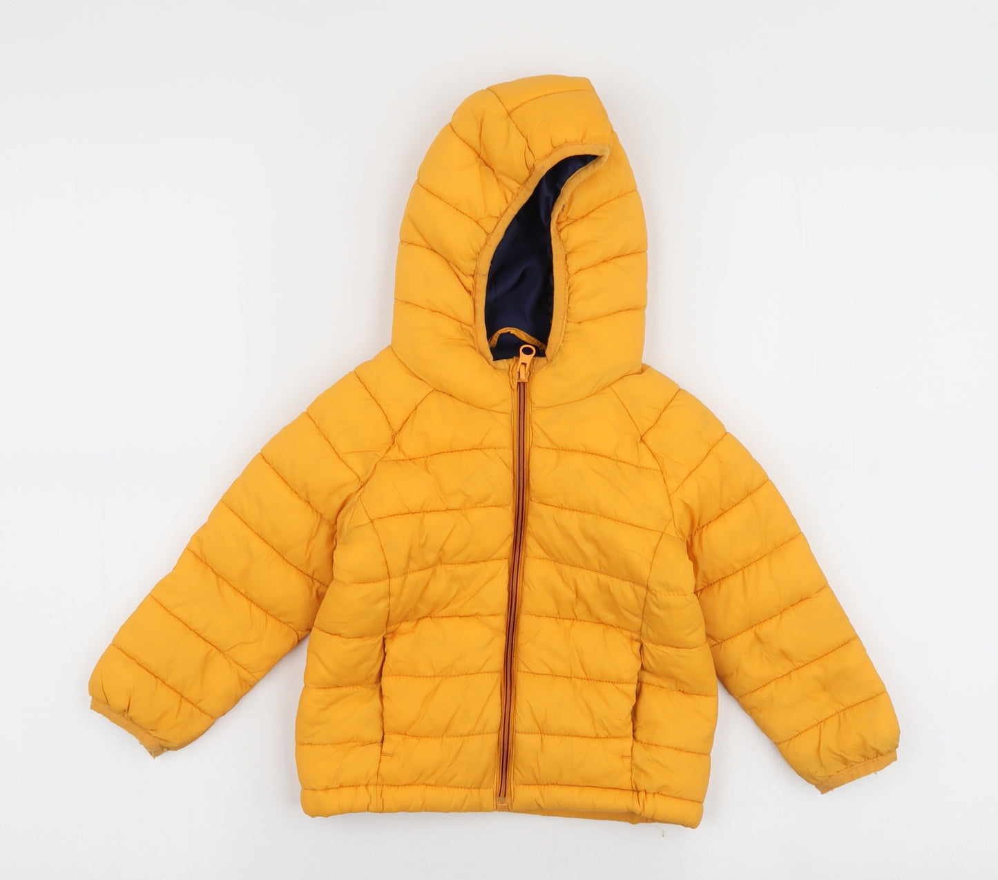 Primark Boys Yellow   Puffer Jacket Coat Size 12-18 Months   Zip