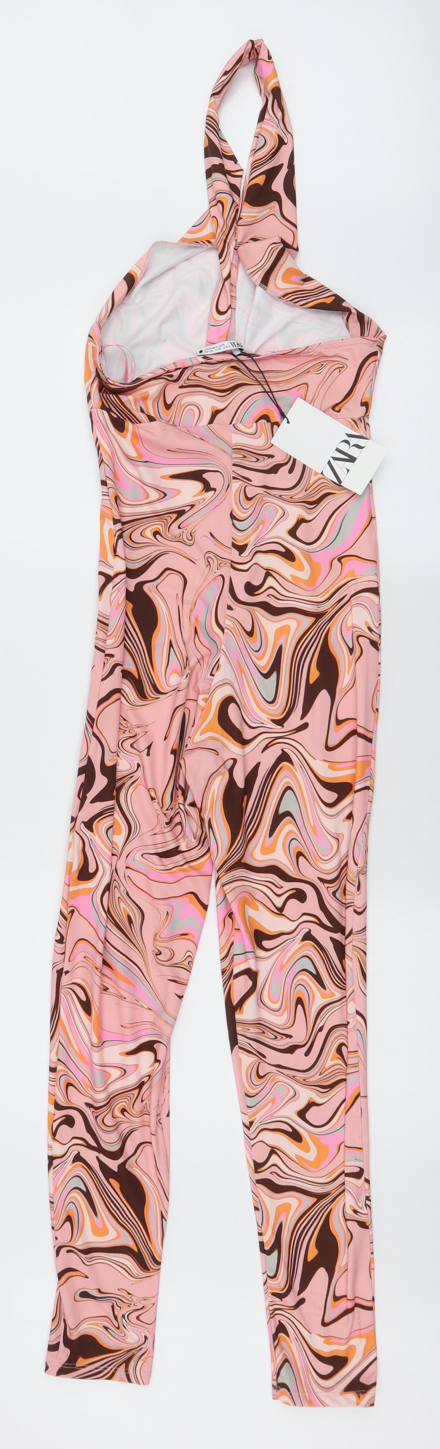 Zara Womens Multicoloured Tie Dye Polyester Jumpsuit One-Piece Size S L28 in Pullover