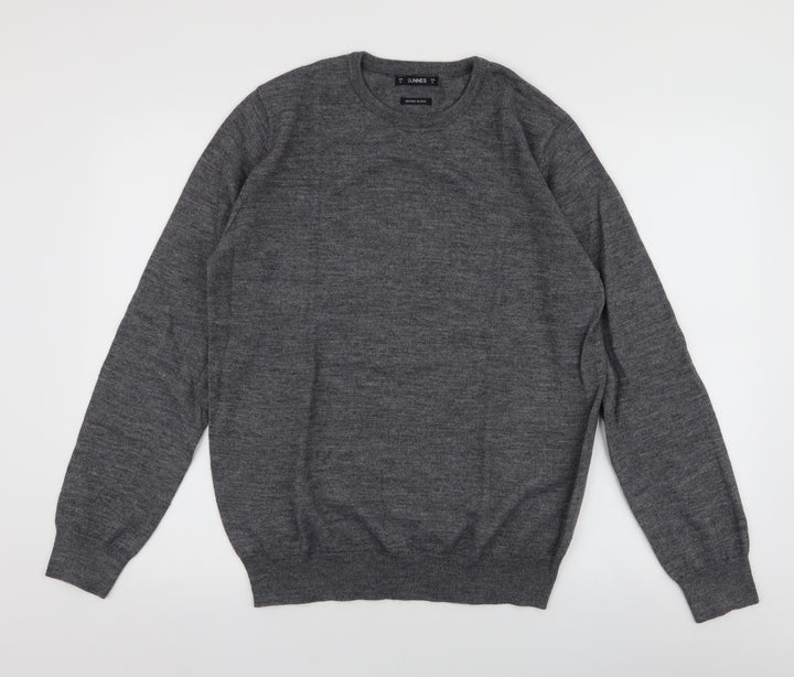 Dunnes Stores Mens Grey Round Neck  Acrylic Pullover Jumper Size M