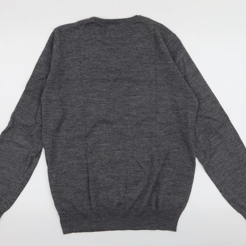 Dunnes Stores Mens Grey Round Neck  Acrylic Pullover Jumper Size M