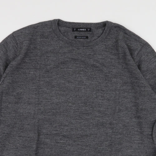 Dunnes Stores Mens Grey Round Neck  Acrylic Pullover Jumper Size M