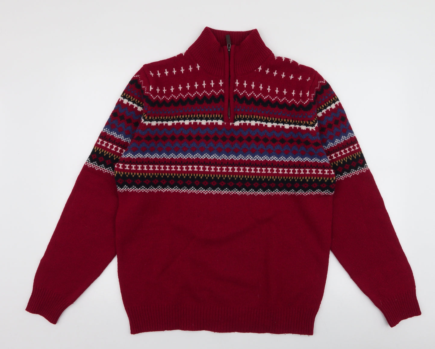 Blue Harbour Mens Multicoloured High Neck Fair Isle Wool Pullover Jumper Size M