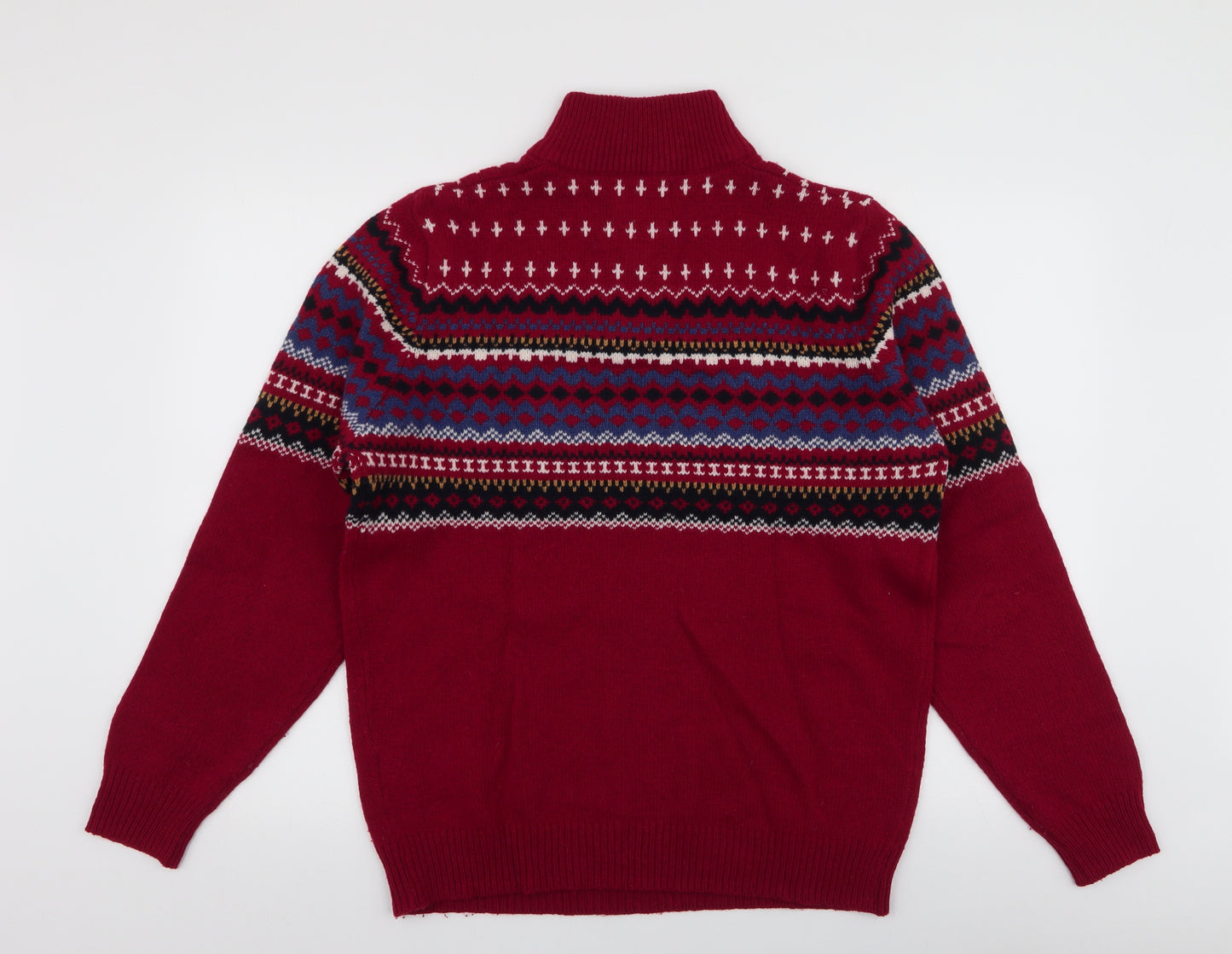 Blue Harbour Mens Multicoloured High Neck Fair Isle Wool Pullover Jumper Size M
