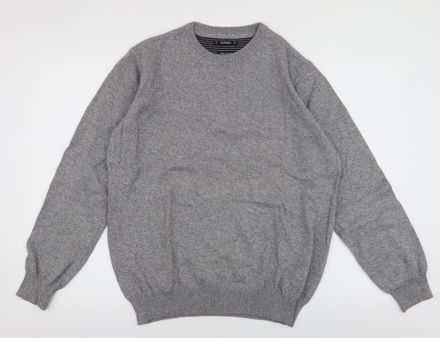 Dunnes Stores Mens Grey Round Neck  Cotton Pullover Jumper Size M