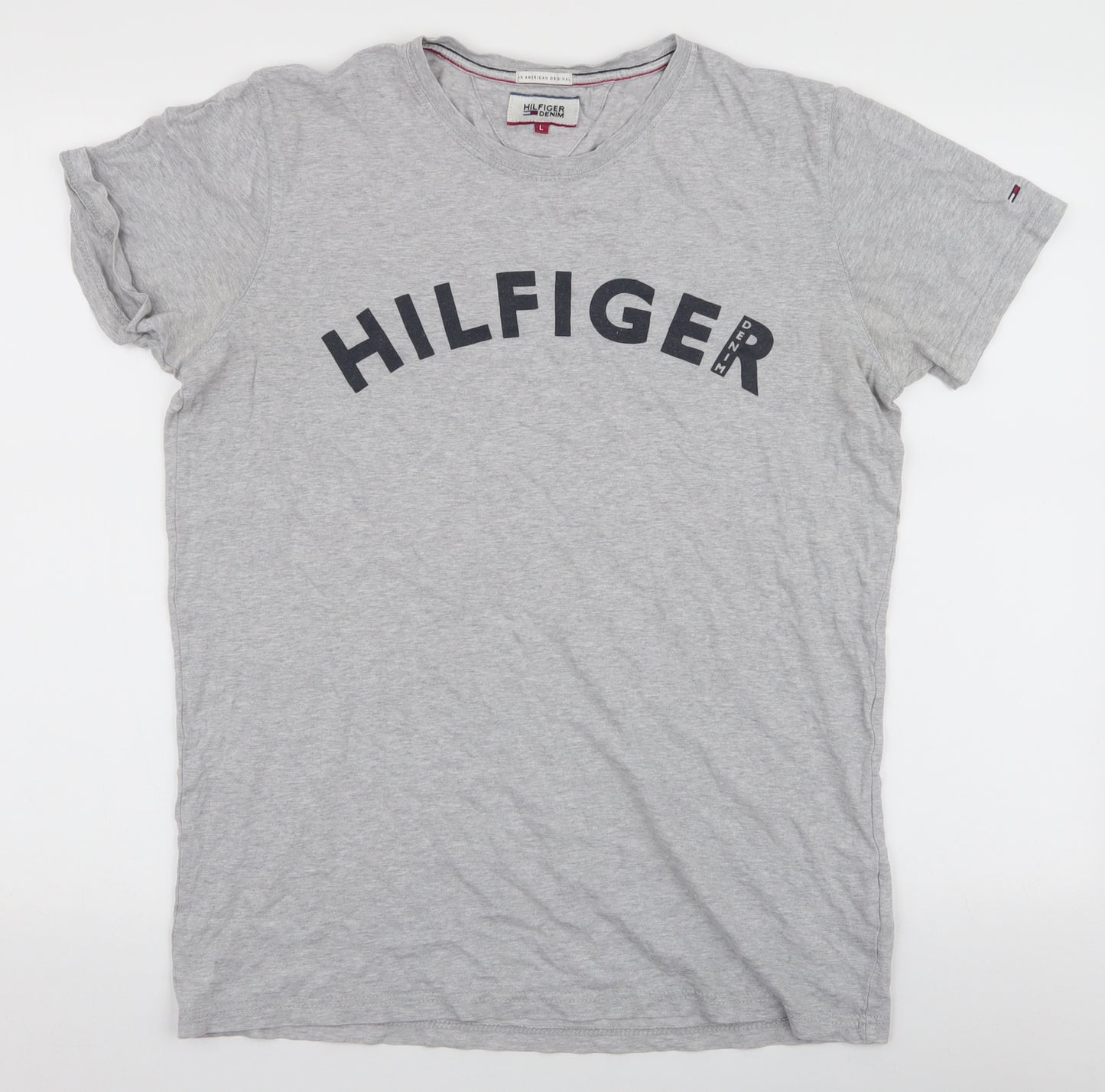 Tommy Hilfiger Mens Grey  Cotton  T-Shirt Size L Round Neck