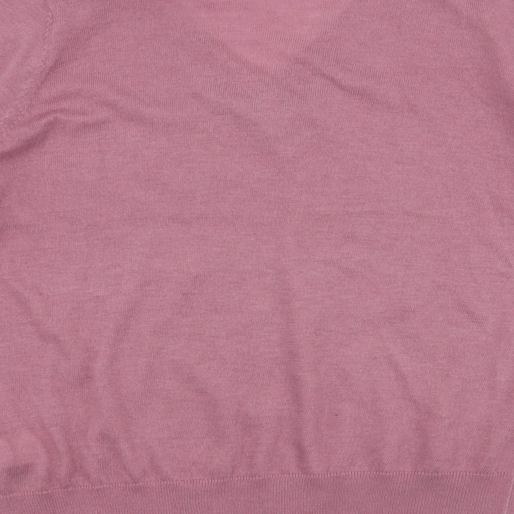 NEXT Womens Pink V-Neck  Polyester Pullover Jumper Size M