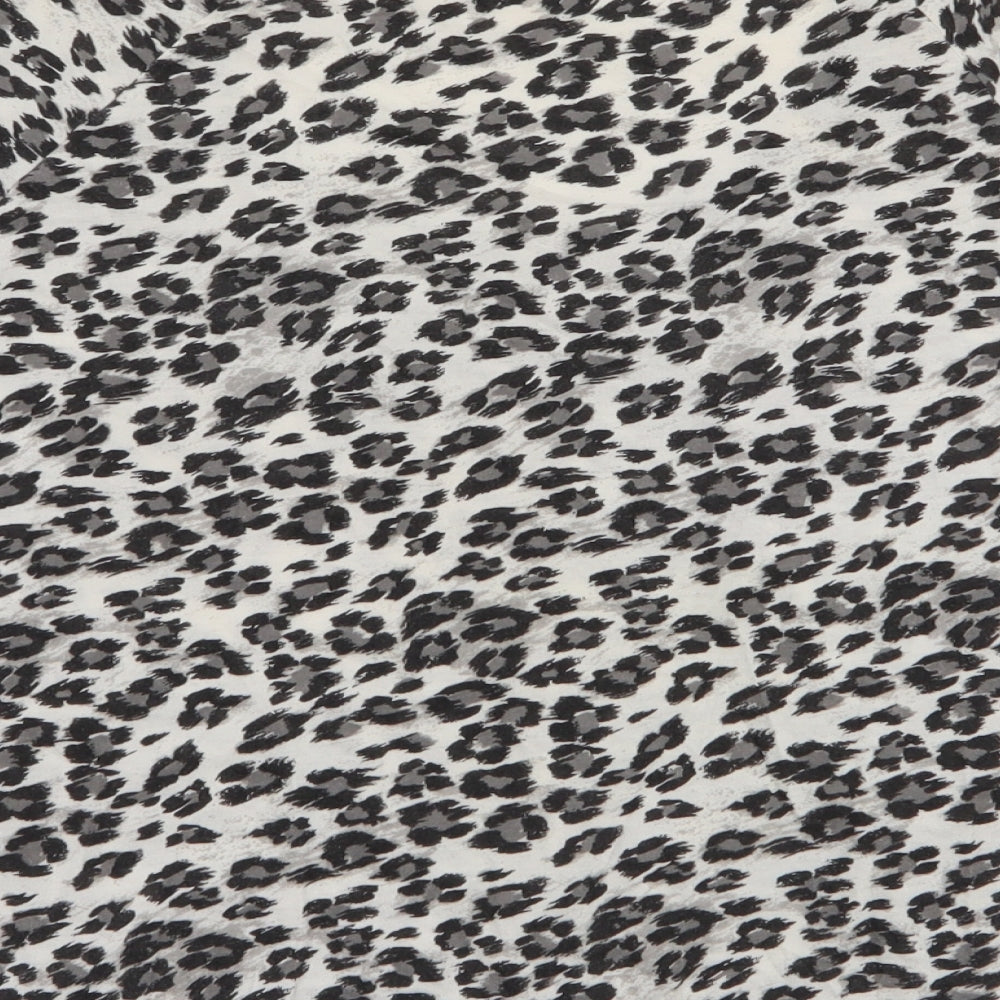 Topshop Womens Grey Animal Print 100% Cotton Jersey T-Shirt Size 10 Round Neck