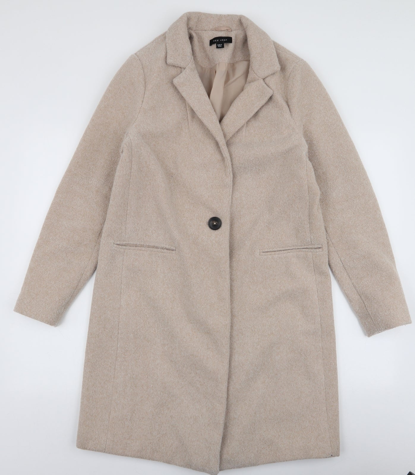 New Look Womens Beige   Overcoat Coat Size 10  Button