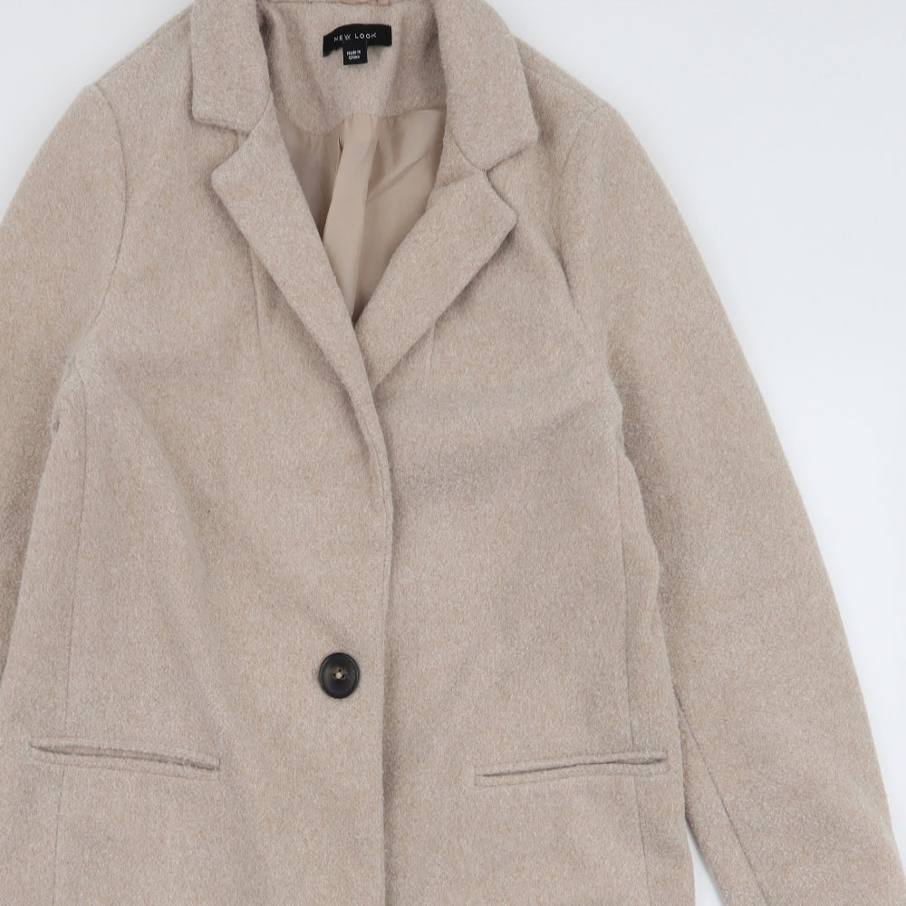 New Look Womens Beige   Overcoat Coat Size 10  Button