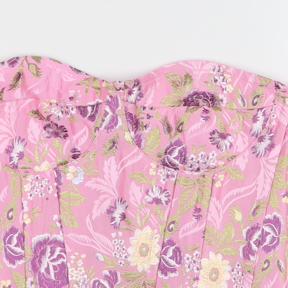 PRETTYLITTLETHING Womens Multicoloured Floral Polyester Basic Blouse Size 10 Off the Shoulder - Corset