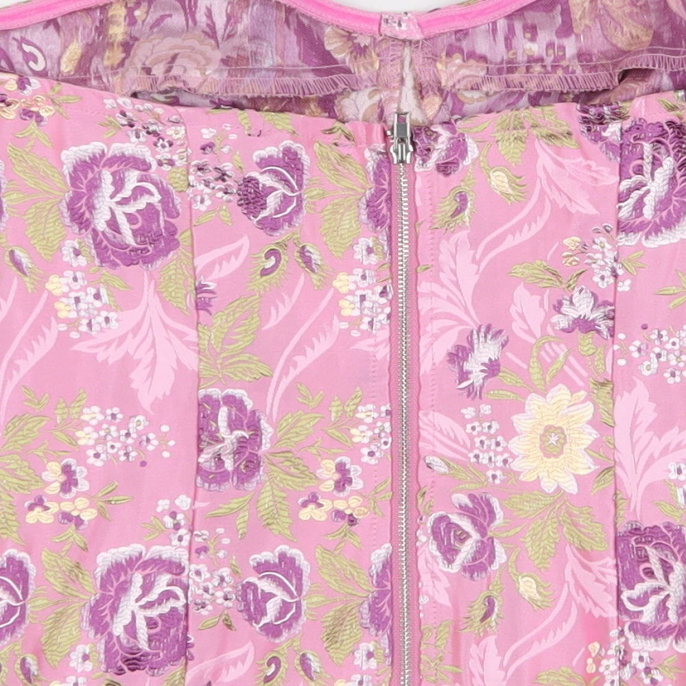 PRETTYLITTLETHING Womens Multicoloured Floral Polyester Basic Blouse Size 10 Off the Shoulder - Corset