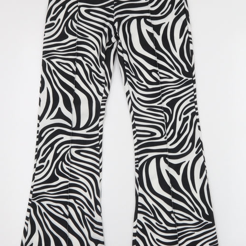 Style Wise Womens Black Animal Print Polyester Trousers  Size 8 L30 in Regular