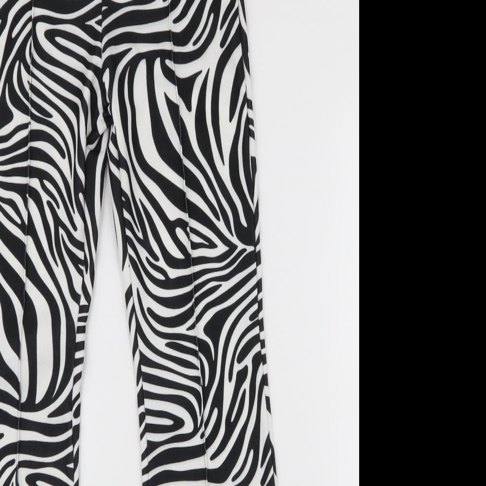 Style Wise Womens Black Animal Print Polyester Trousers  Size 8 L30 in Regular