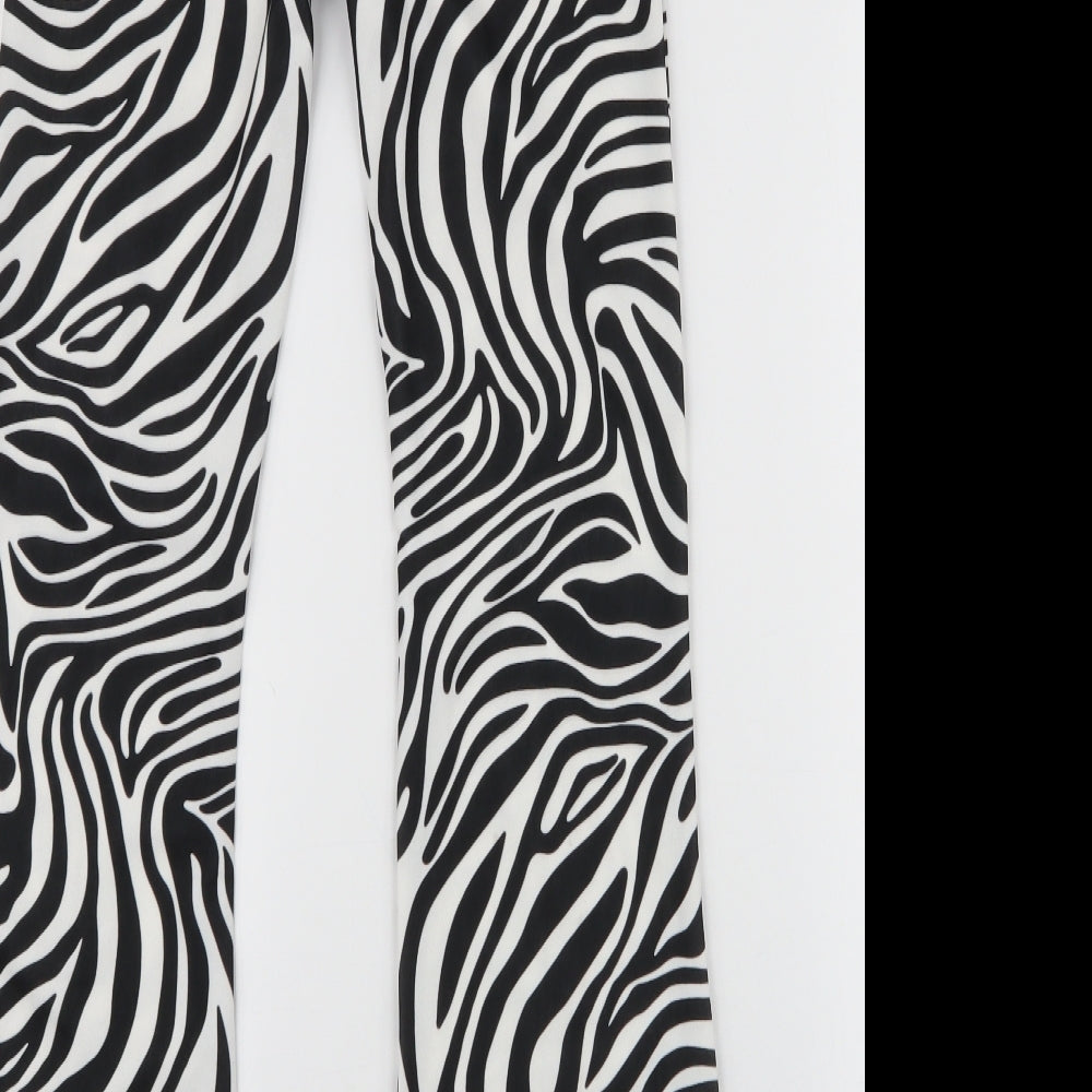 Style Wise Womens Black Animal Print Polyester Trousers  Size 8 L30 in Regular