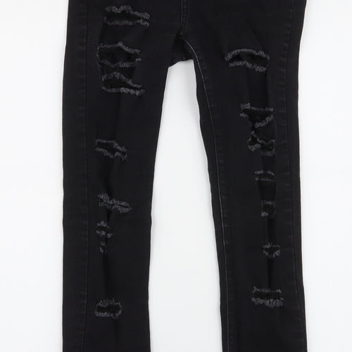 SheIn Womens Black  Cotton Skinny Jeans Size S L28 in Slim Zip