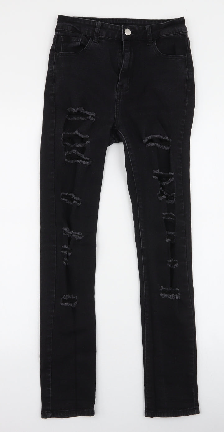 SheIn Womens Black Cotton Skinny Jeans Size S L28 in Slim Zip