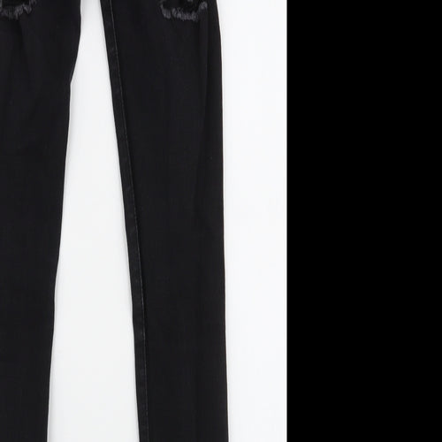 SheIn Womens Black  Cotton Skinny Jeans Size S L28 in Slim Zip