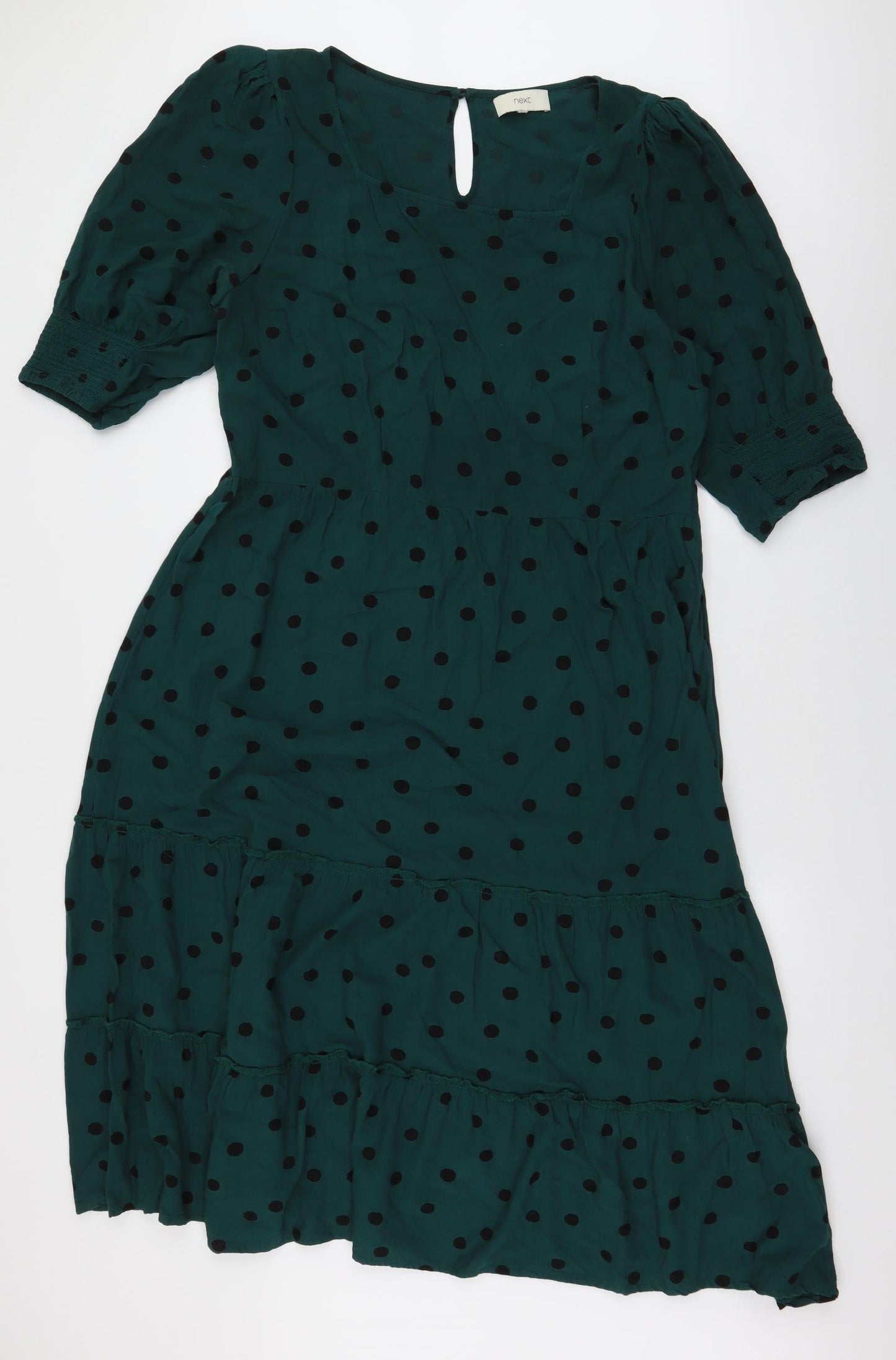 NEXT Womens Green Polka Dot Viscose Trapeze & Swing  Size 18  Round Neck Zip