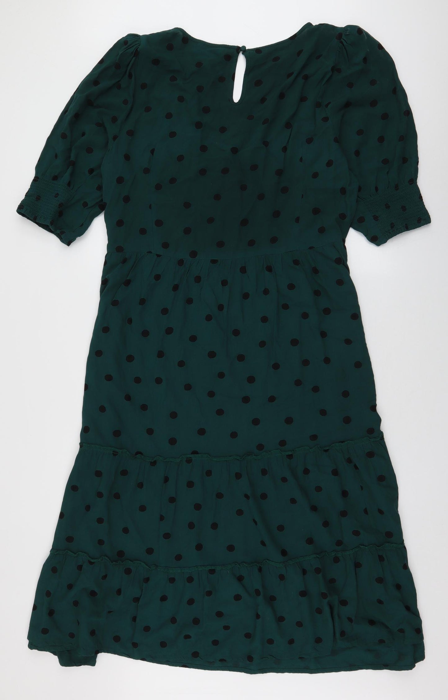 NEXT Womens Green Polka Dot Viscose Trapeze & Swing  Size 18  Round Neck Zip