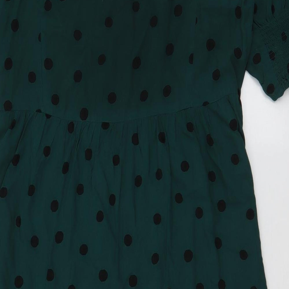 NEXT Womens Green Polka Dot Viscose Trapeze & Swing  Size 18  Round Neck Zip