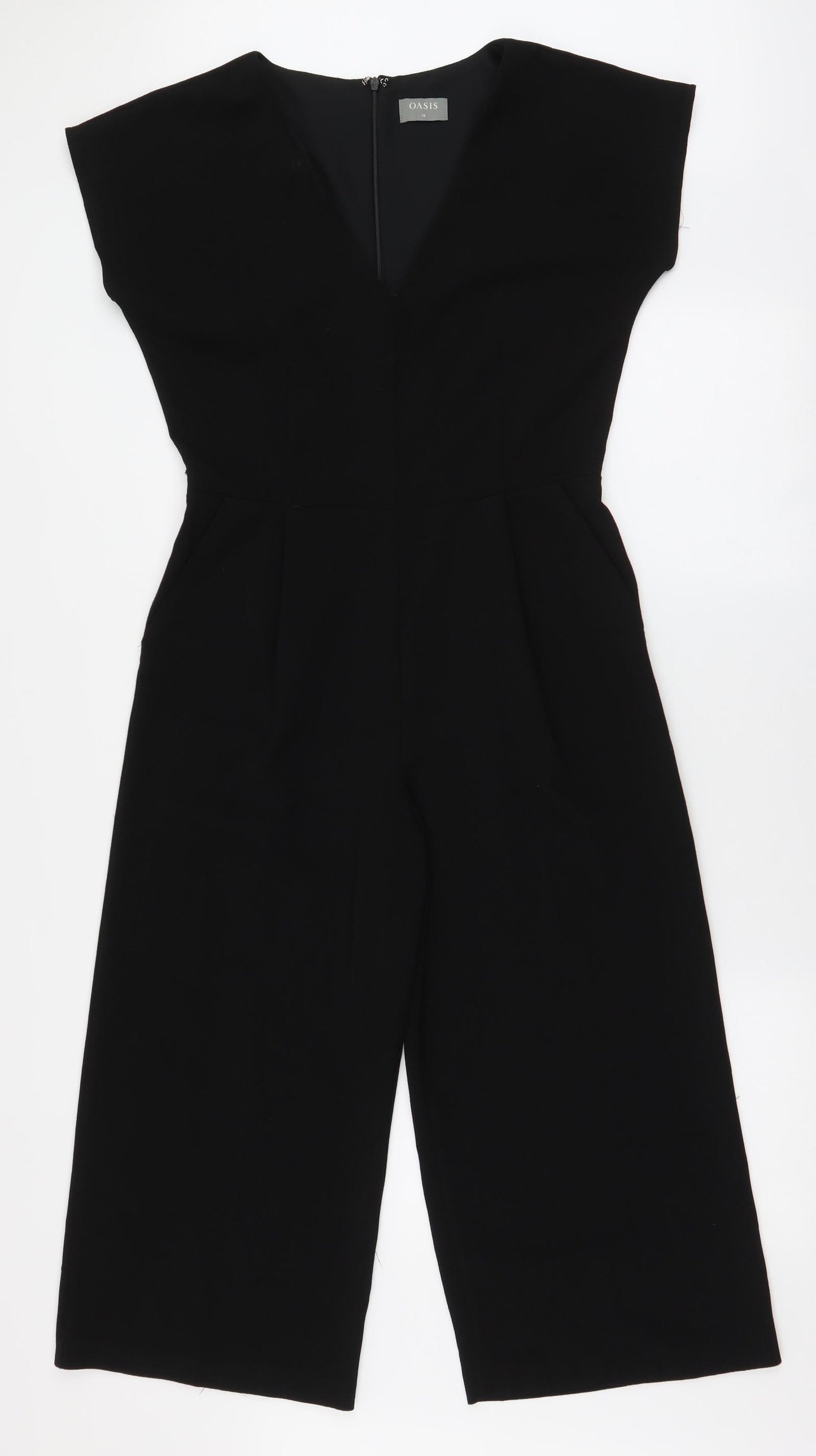 Oasis Womens Black  Polyester Jumpsuit One-Piece Size 10 L20 in Zip - Culotte