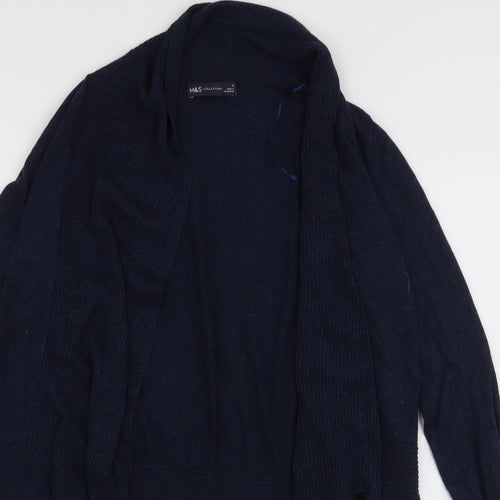 Marks and Spencer Womens Blue V-Neck  Viscose Cardigan Jumper Size M   - Waterfall