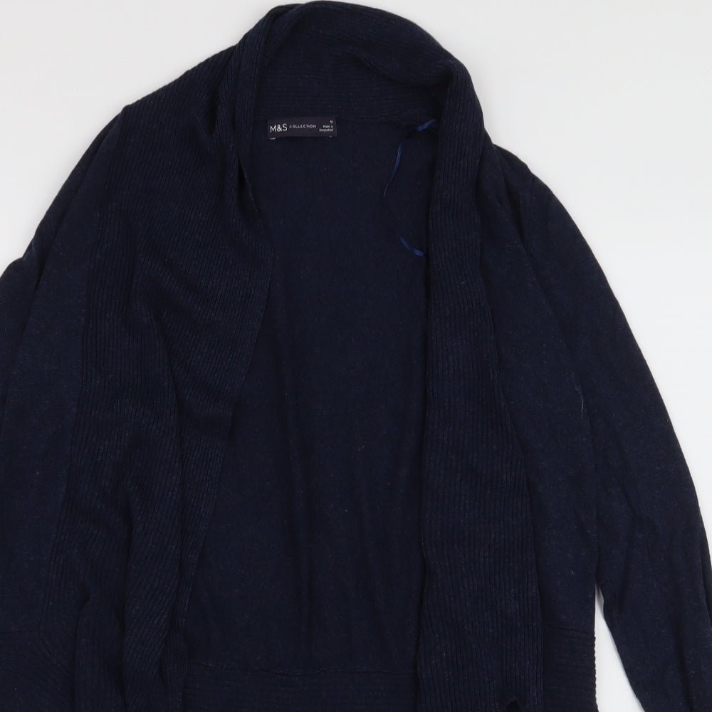 Marks and Spencer Womens Blue V-Neck  Viscose Cardigan Jumper Size M   - Waterfall