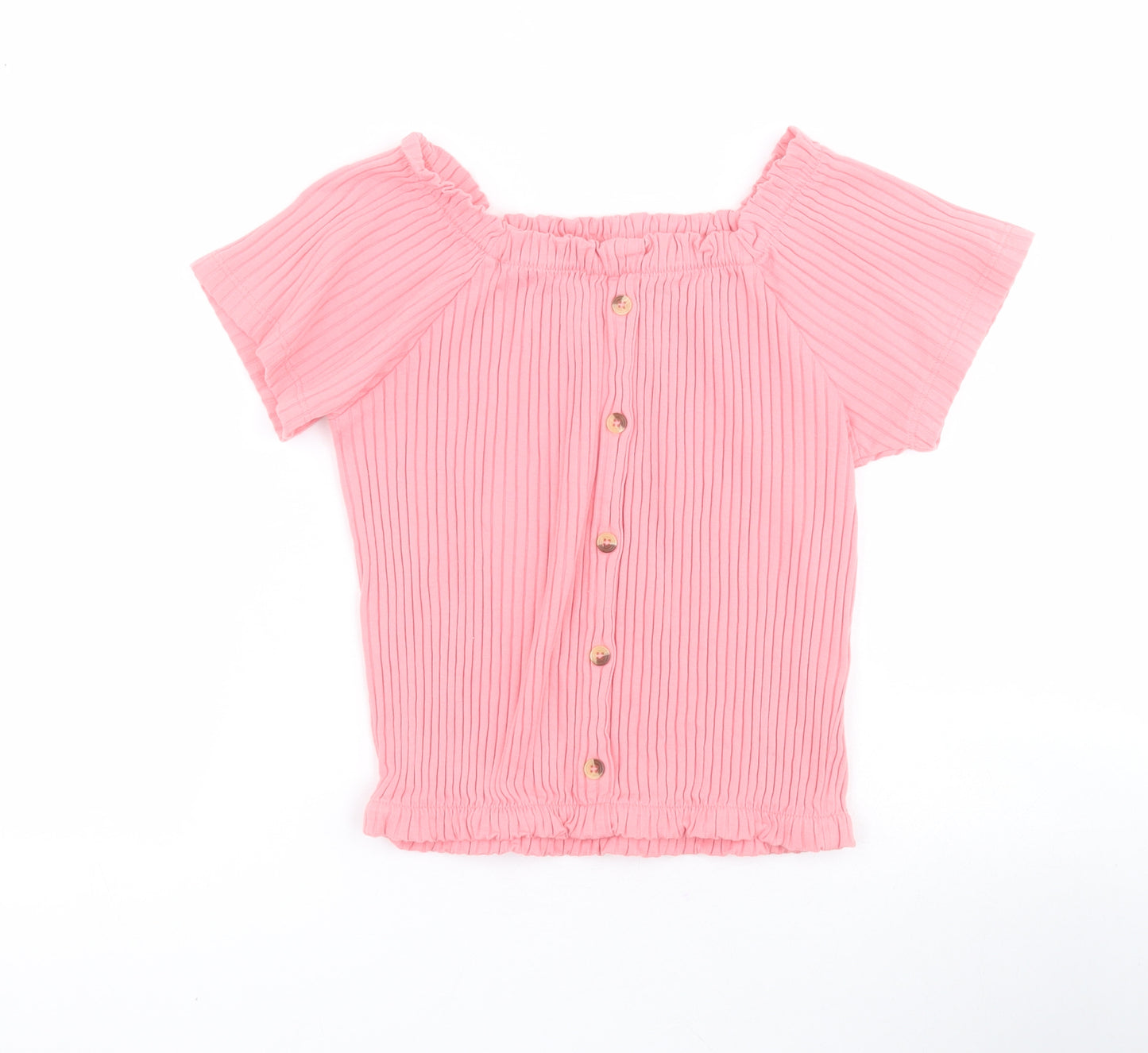 George Girls Pink  Cotton Pullover Blouse Size 8-9 Years Off the Shoulder Pullover - Ribbed