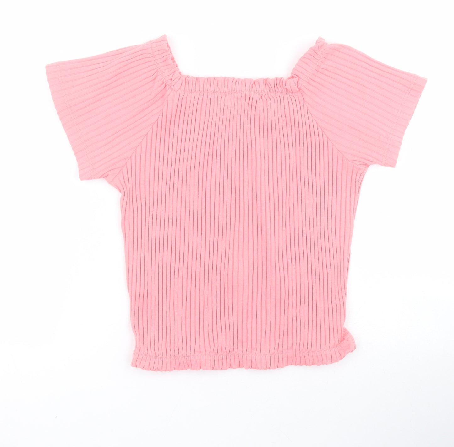 George Girls Pink  Cotton Pullover Blouse Size 8-9 Years Off the Shoulder Pullover - Ribbed