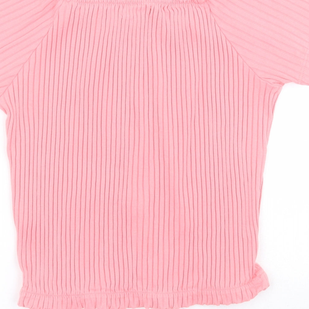 George Girls Pink  Cotton Pullover Blouse Size 8-9 Years Off the Shoulder Pullover - Ribbed