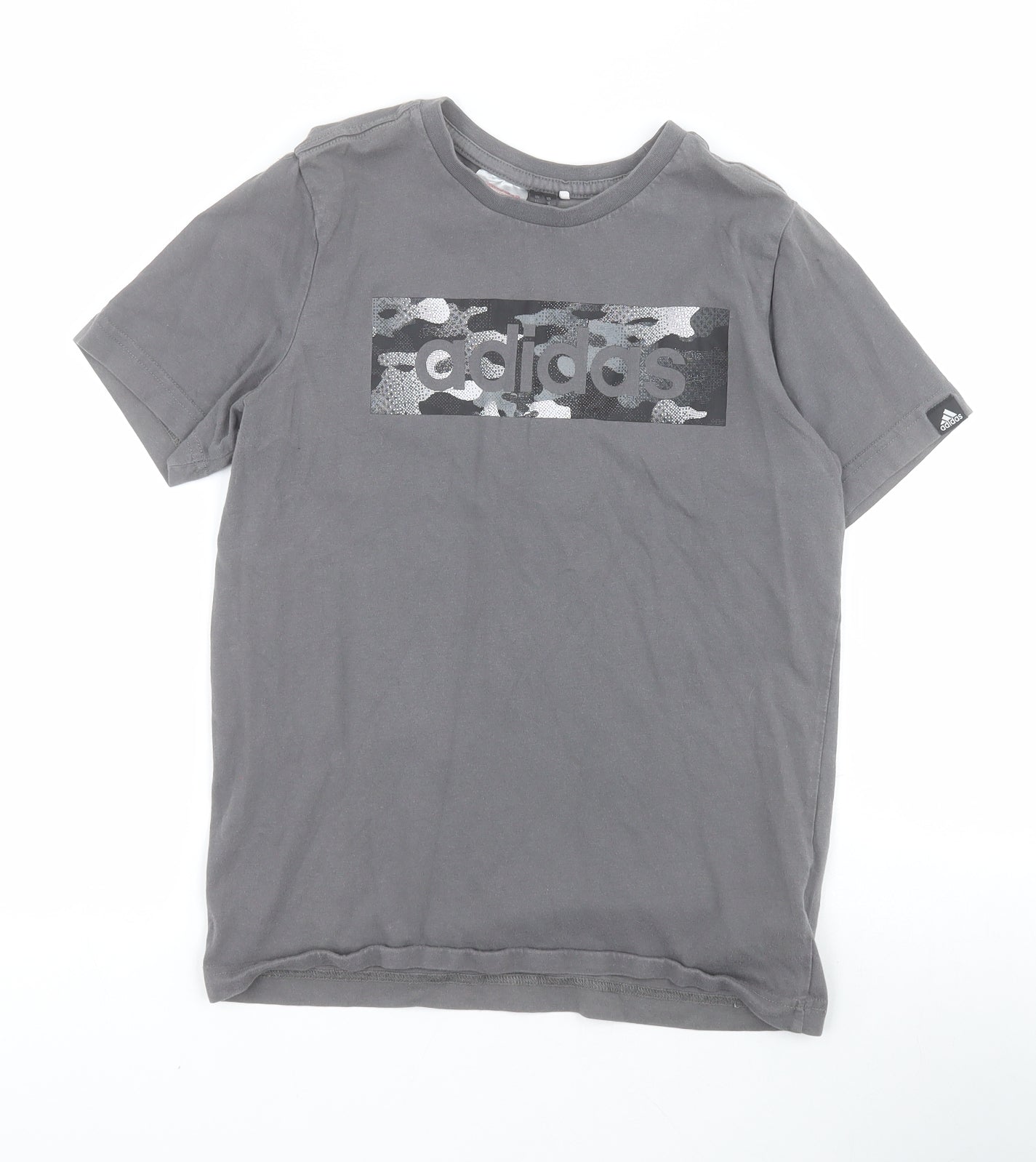 adidas Boys Grey  100% Cotton Pullover T-Shirt Size 11 Years Round Neck Pullover