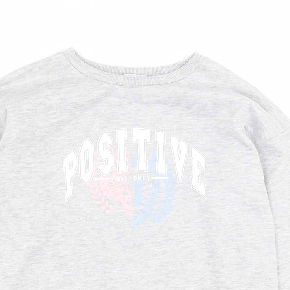 Primark Girls Grey  Cotton Pullover Sweatshirt Size 10-11 Years  Pullover - Positive Vibes Only