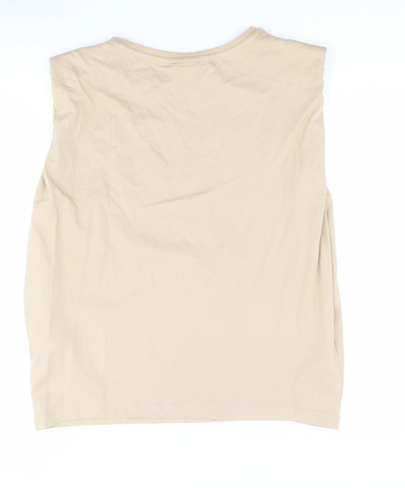 VILA Womens Brown  100% Cotton Basic Tank Size S Round Neck - Shoulder pads