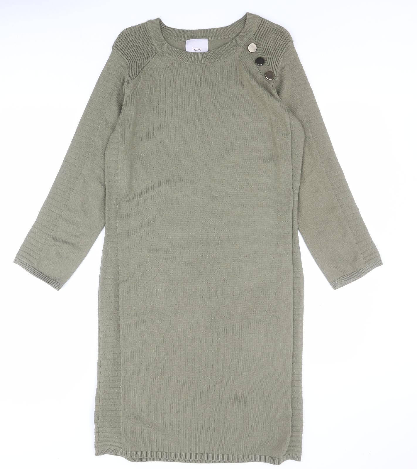 NEXT Womens Green  Cotton Jumper Dress  Size 12  Round Neck Pullover