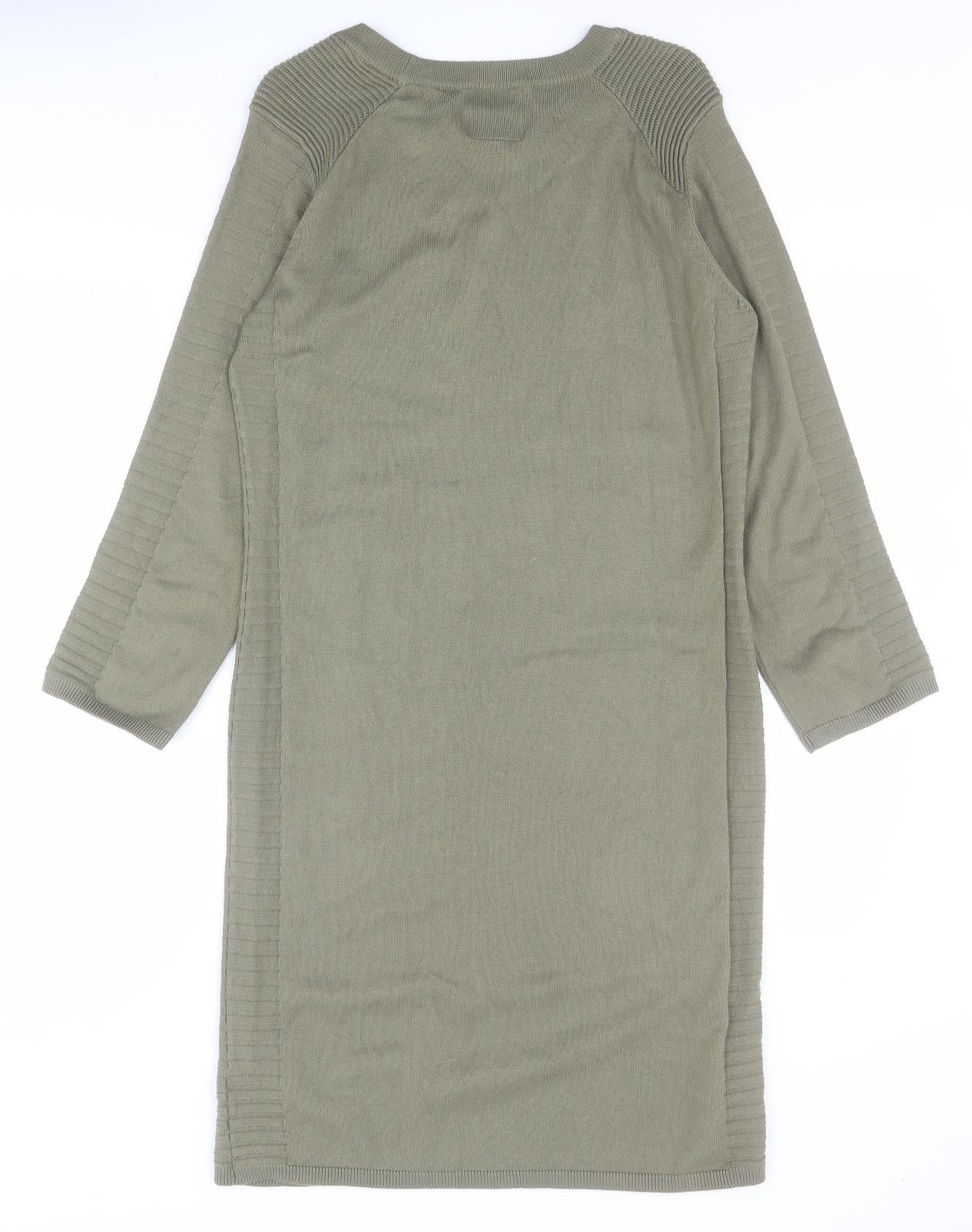 NEXT Womens Green  Cotton Jumper Dress  Size 12  Round Neck Pullover