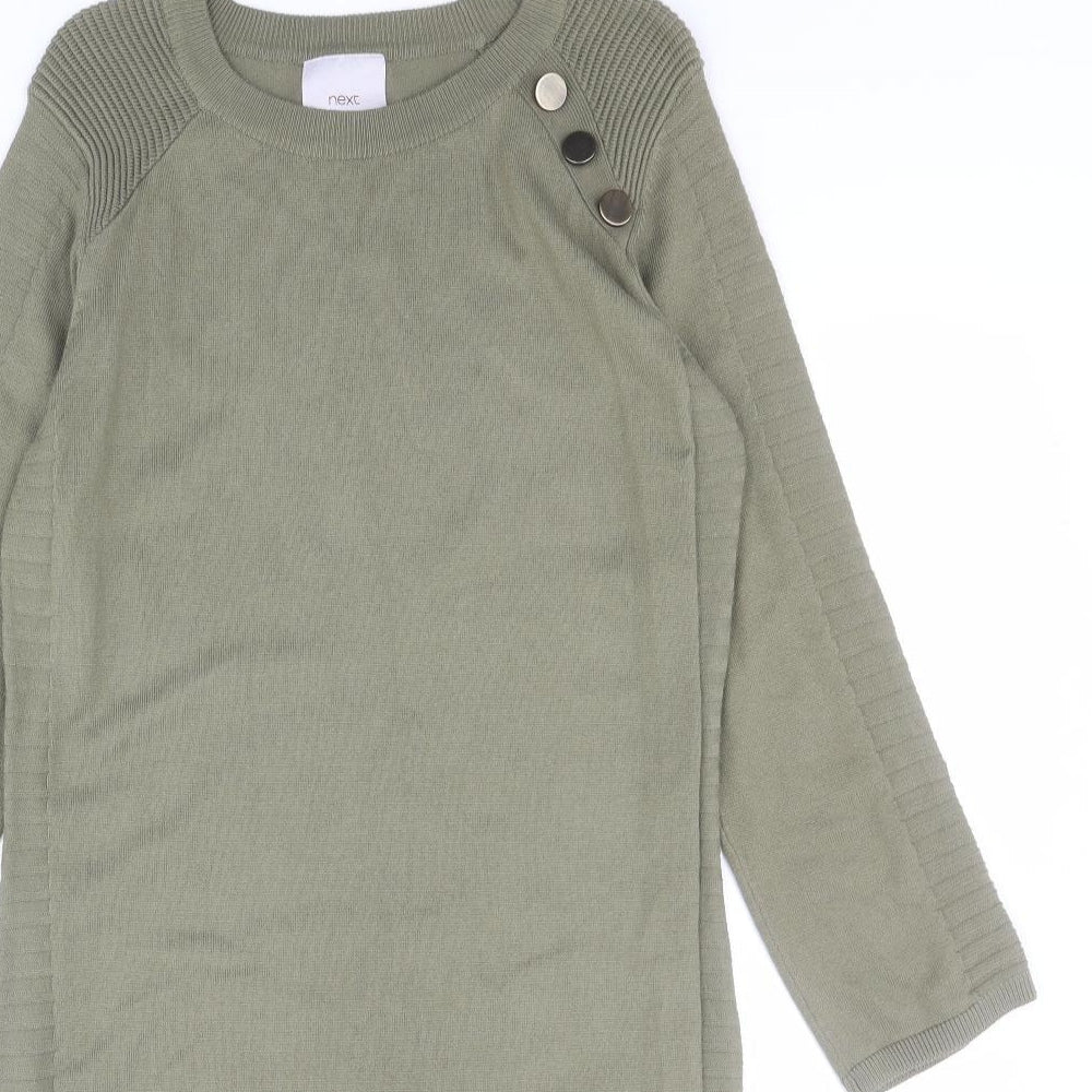 NEXT Womens Green  Cotton Jumper Dress  Size 12  Round Neck Pullover