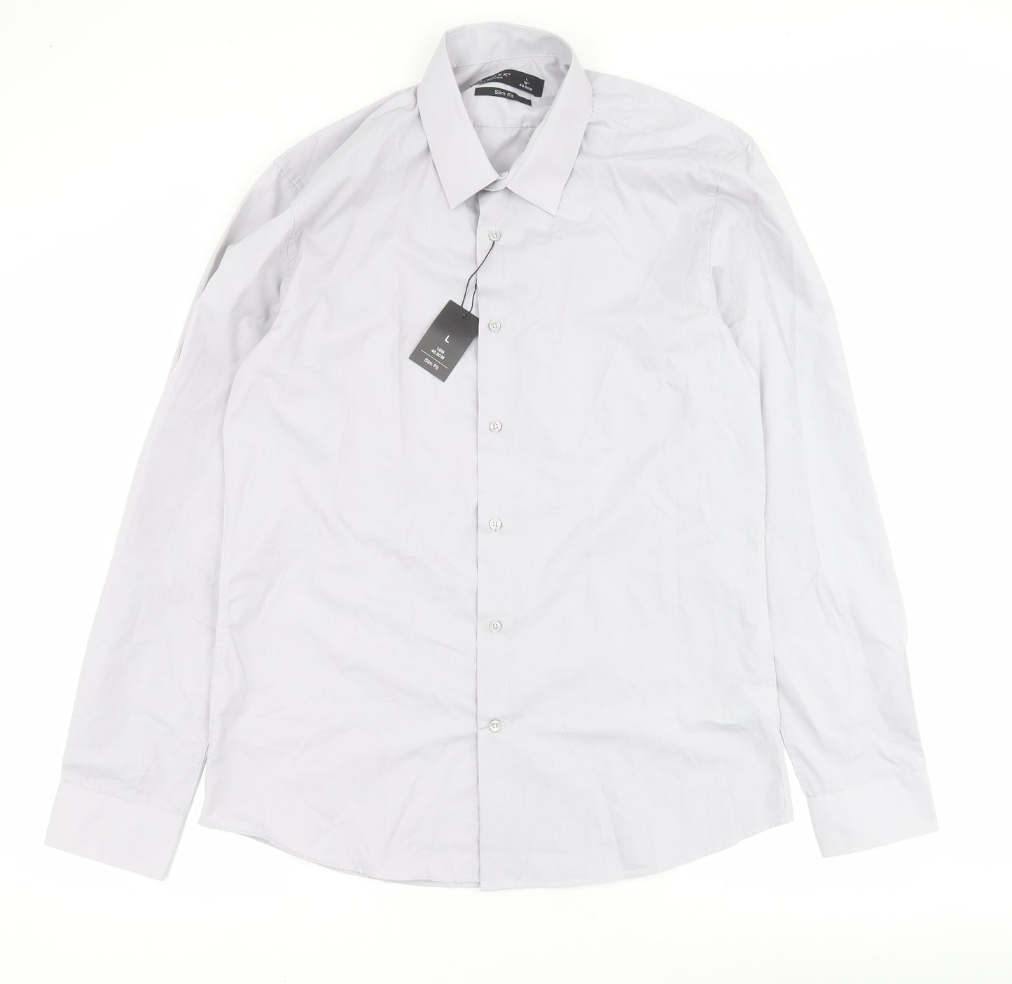 Primark Womens Grey  Polyester Basic Button-Up Size L Collared