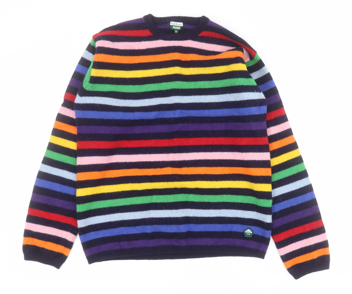 Pail Smith Mens Multicoloured Crew Neck Striped Wool Pullover Jumper Size XL