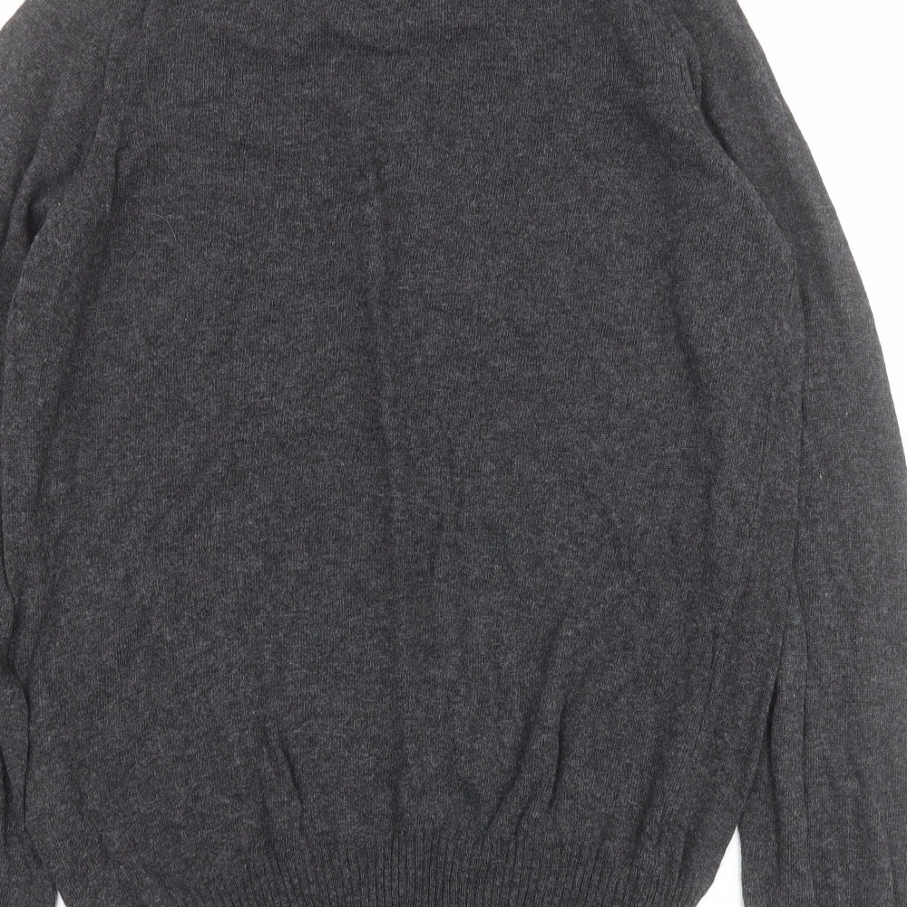 Zara Mens Grey Round Neck  Viscose Pullover Jumper Size M