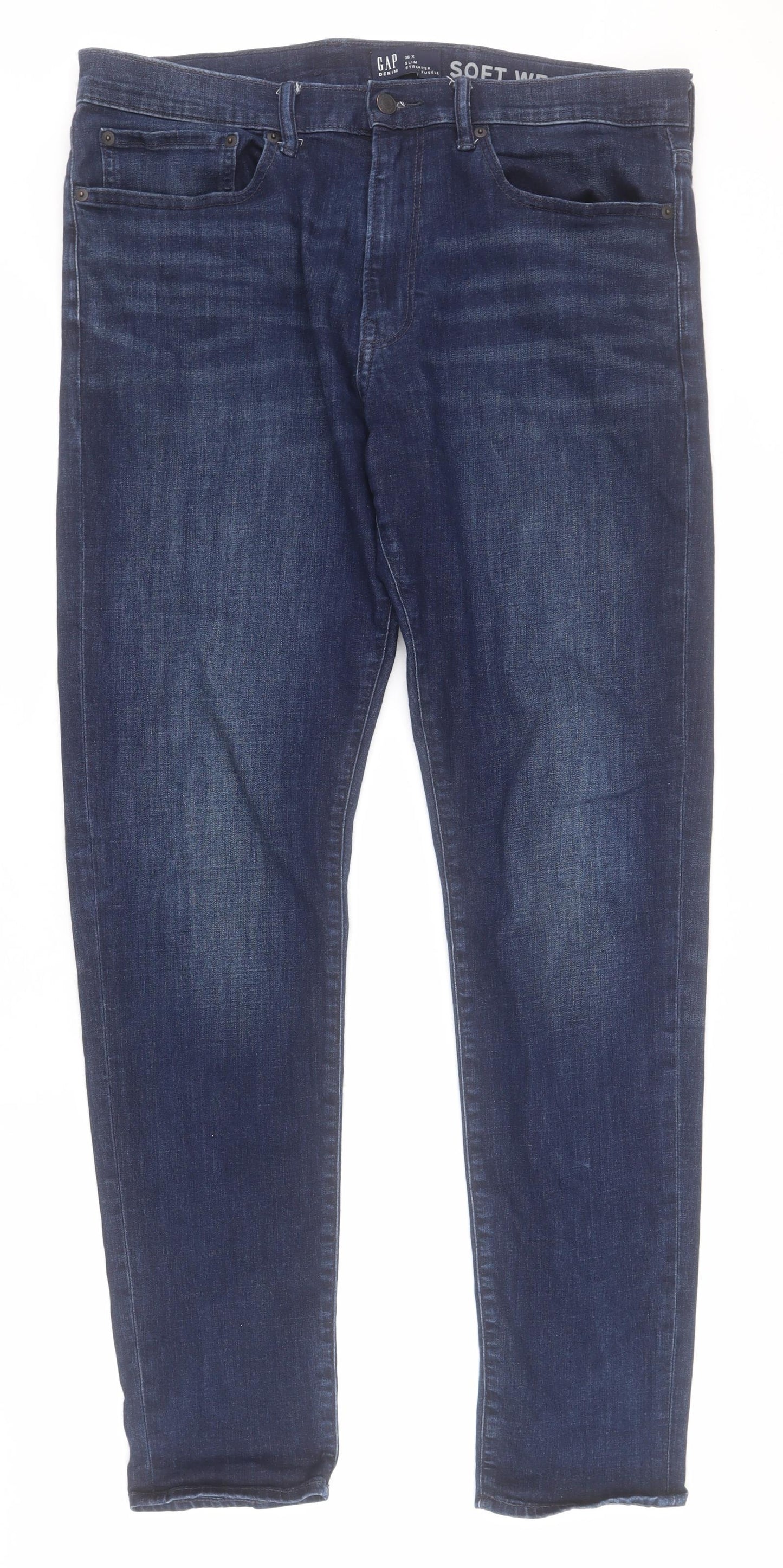 Gap Mens Blue  Cotton Straight Jeans Size 36 L34 in Regular Zip