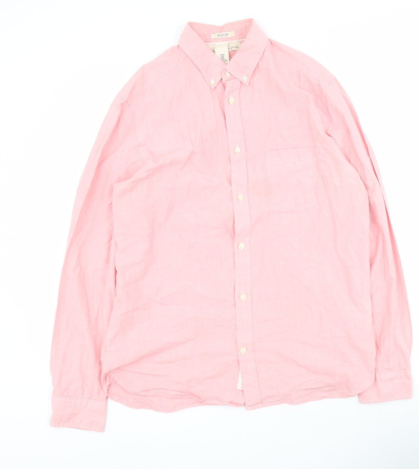 H&M Mens Pink  Cotton  Button-Up Size M Collared Button
