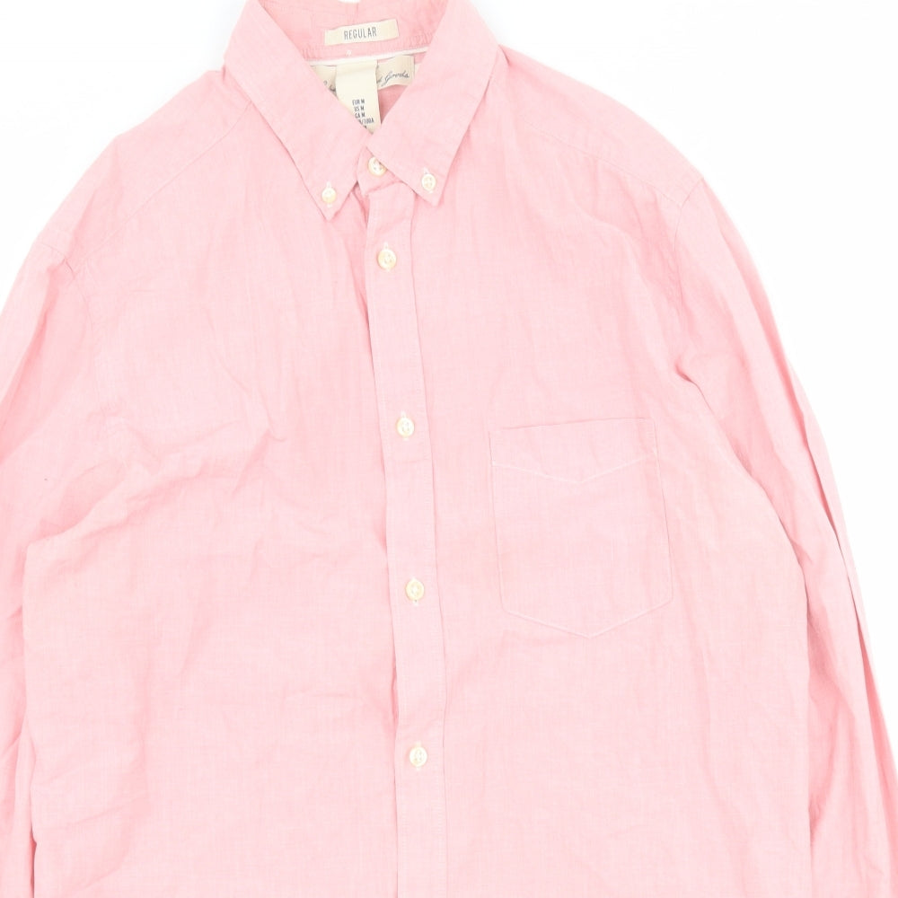 H&M Mens Pink  Cotton  Button-Up Size M Collared Button