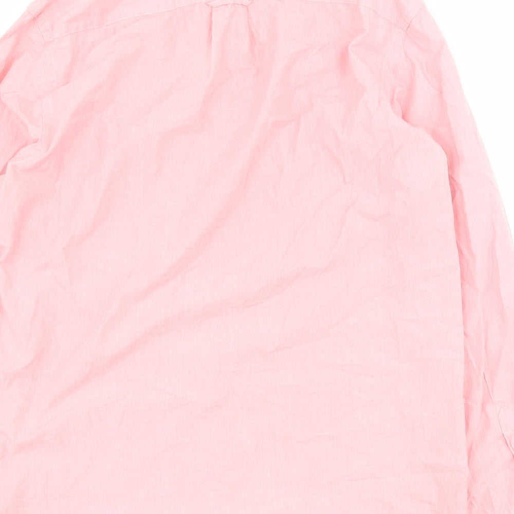 H&M Mens Pink  Cotton  Button-Up Size M Collared Button