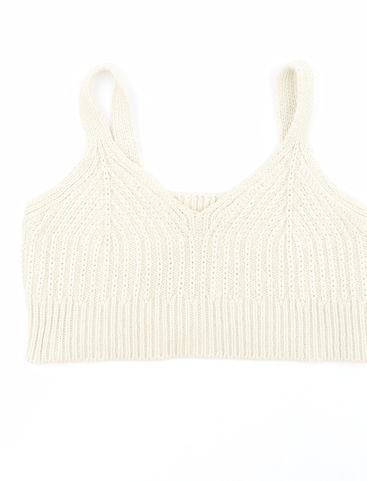 Zara Womens Beige  Cotton Cropped Tank Size 6 V-Neck