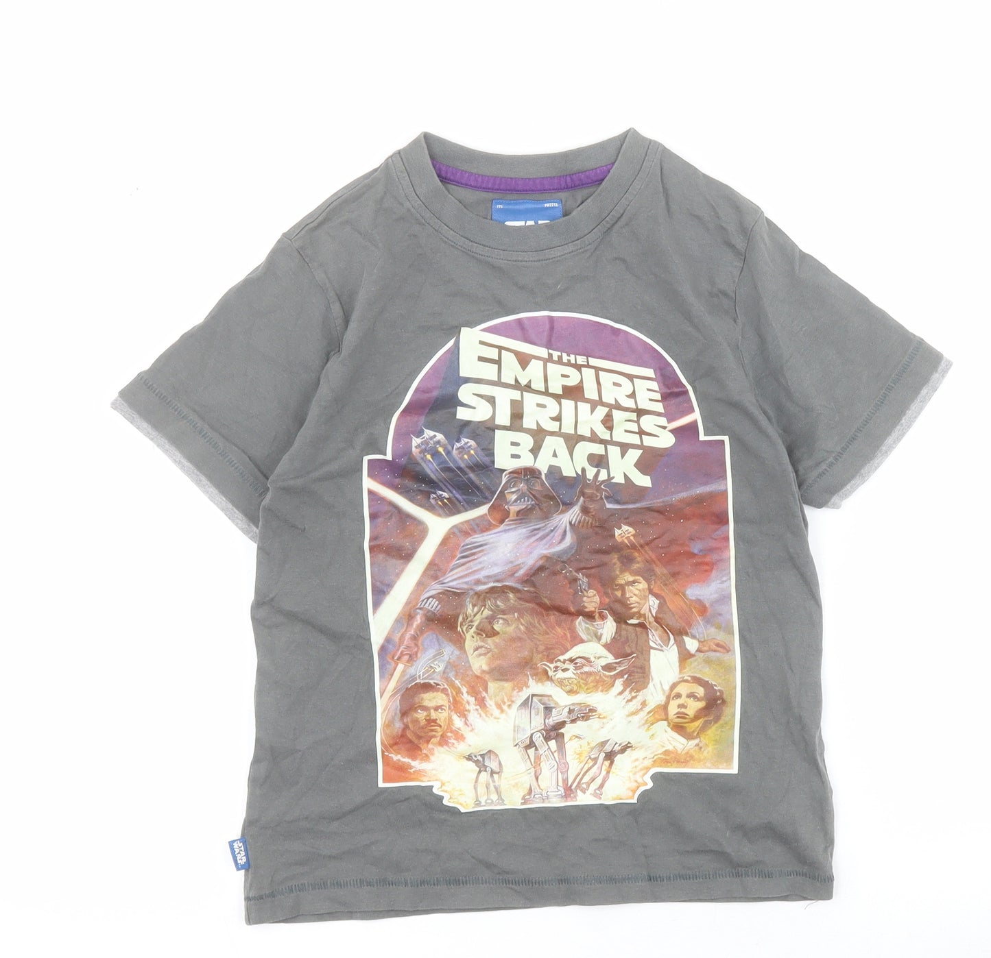 Marks and Spencer Boys Grey  Cotton Pullover T-Shirt Size 7-8 Years Crew Neck Pullover - Star Wars